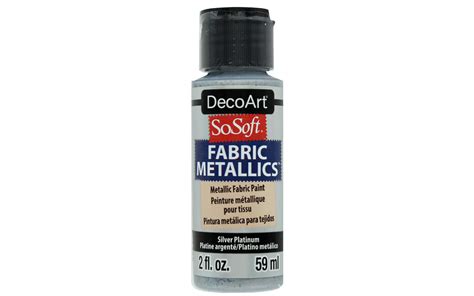 decoart sosoft metallic fabric acrylic paint 1-ounce silver platinum|so soft fabric paint.